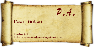 Paur Anton névjegykártya